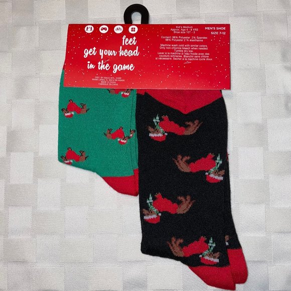 Daddy and Child Daschund Weiner Dog Wearing Santa Hat Christmas Socks NEW - Picture 2 of 4